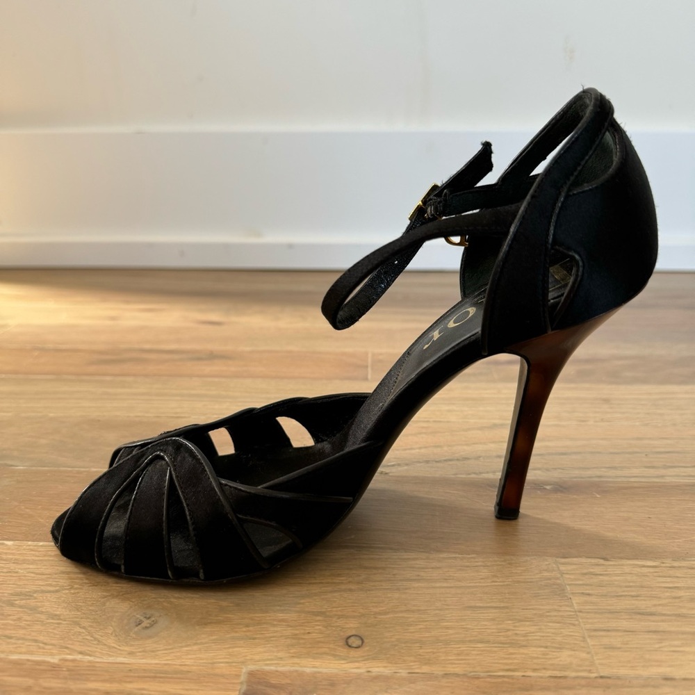 Dior Vintage Peep Toe Tortoise Shell Heels Size 37.5 - Picture 3 of 16